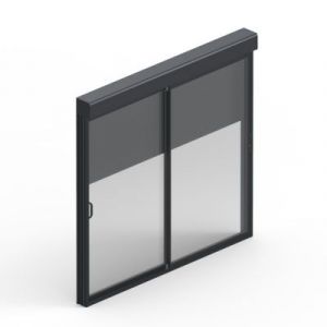 Baie coulissante en aluminium gris avec volet roulant filaire l.215 x H.180 cm Uw=2