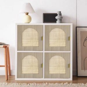 Bloc avec porte en arche pour étagère cube GoodHome Mixxit effet chêne et cannage