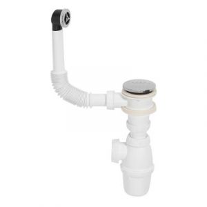 Siphon réglable blanc 32mm et trop-plein circulaire Wirquin