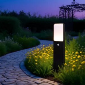 Potelet LED ext&eacute;rieur noir 10,5 W 1700 lm blanc neutre IP54 d&eacute;tecteur de mouvement, GoodHome Wendland