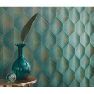 Papier peint vinyle intiss&eacute; graphique 3D bleu p&eacute;trole L.1005 x l.53cm, Erismann Prisma