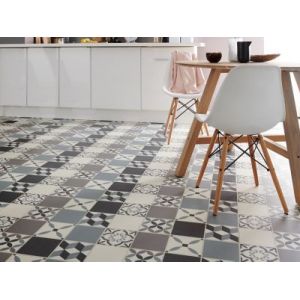 Dalle PVC clipsable Jazy Carreaux de ciment gris 30 x 60 cm GoodHome (vendue au carton)