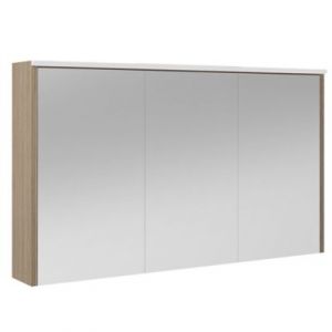 Armoire de salle de bains lumineuse LED avec miroir effet bois l.120 x H.70 x P.18 cm, Decotec Havana