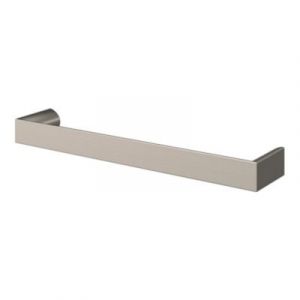 Poignée de meuble Droit GoodHome Dotz effet nickel satin gris l.135mm x l.12mm x H. 26mm entraxe 128mm