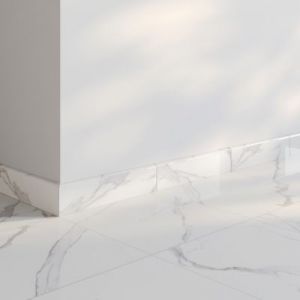 Plinthe en carrelage effet marbre blanc brillant L.33 x l.7,5 cm x &eacute;p. 8,5mm Cavana Skirting