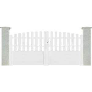 Portail battant PVC blanc Rosière bas plein cadre aluminium L 3M x H 1.25M/1,40M