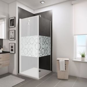 Paroi latérale fixe pour porte de douche pivotante l.80xH.190cm, verre transparent anticalcaire 5mm, décor Cercles, profilé chromé, Schulte NewStyle