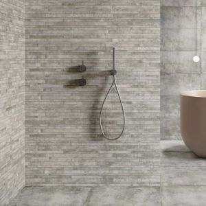 Mosaïque murale en grès cérame émaillé effet béton gris mat L.60 x l.30 cm x ép.8mm, Malt