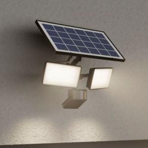 Projecteur solaire LED int&eacute;gr&eacute; &agrave; d&eacute;tection Davern 2x800lm IP65 noir GoodHome