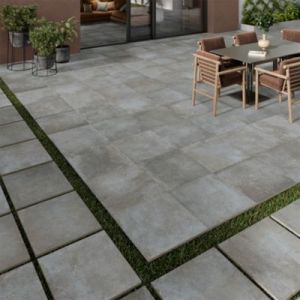 Carrelage sol ext&eacute;rieur en gr&egrave;s c&eacute;rame &eacute;maill&eacute; effet pierre anthracite l.60 x L.60 x &eacute;p.2 cm GoodHome Arina