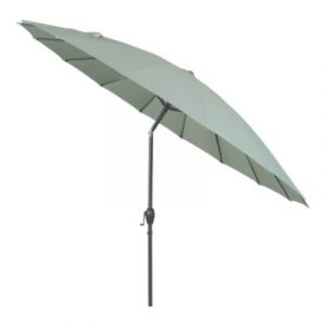 Parasol centr&eacute; inclinable en rond ouverture manivelle toile vert d'eau GoodHome Temara