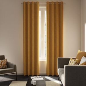 Rideau occultant en su&eacute;dine &agrave; &oelig;illets Komod jaune moutarde L.260 x l.140cm GoodHome