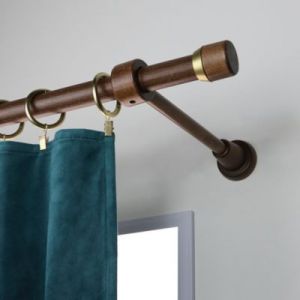 Support oeil tringle &agrave; rideau bois de h&ecirc;tre ch&ecirc;ne fonc&eacute; &Oslash;28mm L.110-300mm Mobois