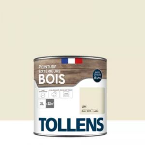 Peinture bois ext&eacute;rieur beige lin RAL 1013 satin Tollens 2 L