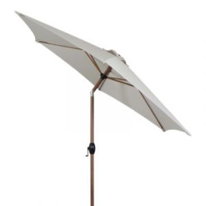 Parasol centr&eacute; inclinable en rond ouverture manivelle toile Moon beam GoodHome Kasane