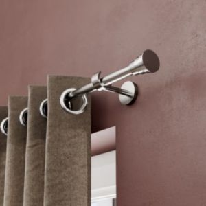 Support tringle &agrave; rideau court &agrave; percer Athens m&eacute;tal gris chrom&eacute; &Oslash;19mm GoodHome