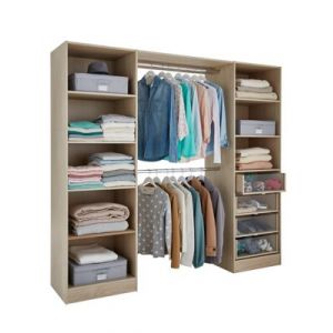 Kit dressing Qazar effet chêne 2 colonnes et 2 penderies l.220 x H.200 x P.48 cm
