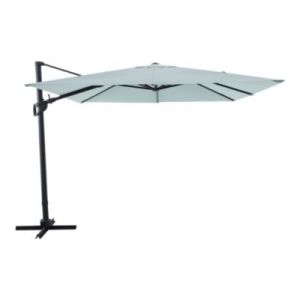 Parasol d&eacute;port&eacute; inclinable carr&eacute; ouverture manivelle vert d'eau 3 x 3m GoodHome Corby