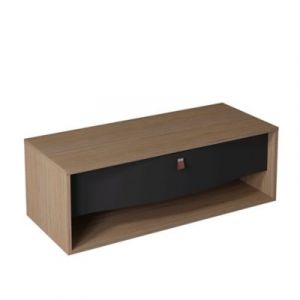 Meuble sous vasque suspendu noir mat 1 tiroir l.120 x H.40 x P.50 cm, Decotec Havana