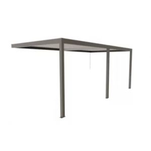 Pergola bioclimatique adoss&eacute;e manuelle Salto Alumin'home aluminium gris taupe RAL 7039 - 6 x 3 m