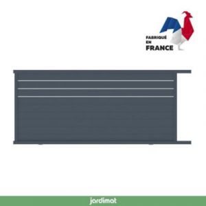 Portail Jardimat coulissant motoris&eacute; aluminium Alpes Trio gris anthracite - 350 x h.160 cm