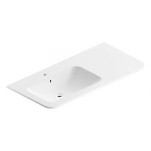 Plan simple vasque &agrave; gauche &agrave; encastrer r&eacute;sine blanc mat Alba 106 cm