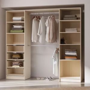 Kit dressing 2 colonnes 4 tiroirs effet ch&ecirc;ne clair l. 218 x H. 200 x P. 50 cm Qazar