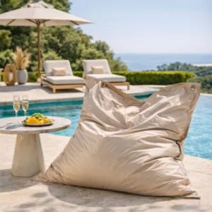 Maxi coussin d&eacute;perlant int&eacute;rieur / ext&eacute;rieur uni beige 140 x 120 cm