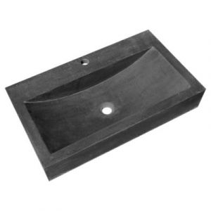 Vasque à poser rectangulaire en basalte l.70xH.12xP.40 cm, Casa Linéa Edith