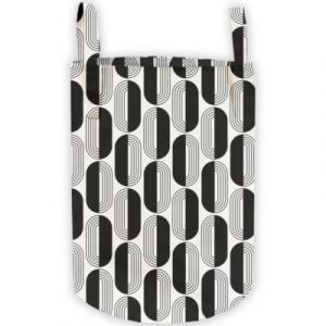 Panier à linge avec anses imprimé noir et blanc en polycoton, Levasseur Rétro