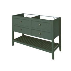 Meuble sous vasque &agrave; poser 4 tiroirs 1 niche vert mat l.120 x H.80,6 x P.45 cm, GoodHome Perma