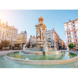 Toile imprimée ville de Lyon Dada Art montée sur châssis bois en pin 60x80 cm