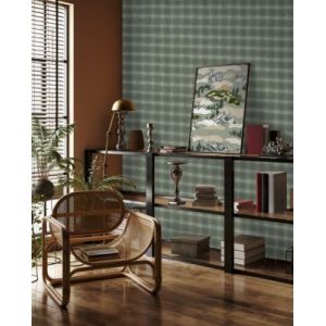 Papier peint vinyl intissé Bensimon tissu ecossais vert L.1005 x l.53cm Lutèce