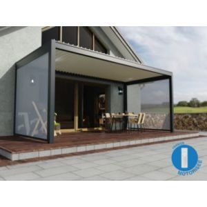 Store lat&eacute;ral gris motoris&eacute; pour pergola Oviedo murale