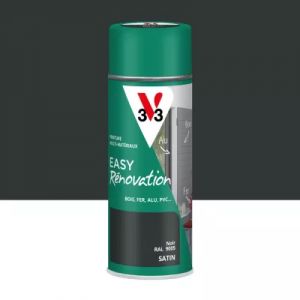 Bombe de peinture ext&eacute;rieure bois, fer, plastique noir satin V33 Easy R&eacute;novation 400 ml