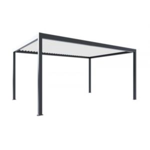 Pergola bioclimatique l.5,11 x H.2,5 x P.3,5m gris et blanc motoris&eacute;e aluminium Alumin'home Salto + led int&eacute;gr&eacute;es