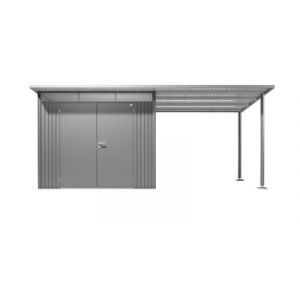 Auvent Biohort en acier galvanis&eacute; gris pour abris de jardin AvantGarde A3 A7 Q