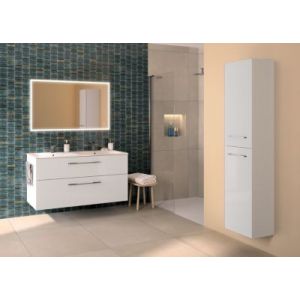Ensemble meuble sous vasque l.130 cm blanc + vasque céramique Selva Geberit