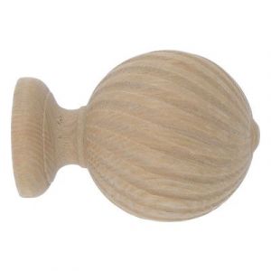 Embout boule stri&eacute;e pour barre &agrave; rideau Symi bois de fr&ecirc;ne beige &Oslash;28mm GoodHome