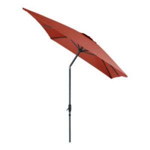 Parasol centr&eacute; inclinable rectangulaire ouverture manivelle toile terracotta GoodHome Kasane
