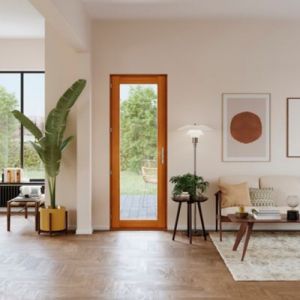 Porte fen&ecirc;tre bois 1 vantail GoodHome - l.80 x h.205 cm, tirant gauche