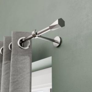 Support tringle &agrave; rideau &agrave; percer Athens m&eacute;tal gris chrom&eacute; &Oslash;19mm GoodHome