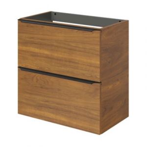 Meuble sous vasque suspendu faible profondeur effet noyer l.60 x H.60 x P.36 cm, GoodHome Imandra