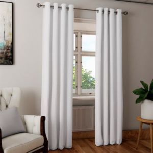 Rideau occultant &agrave; oeillets effet tiss&eacute; Novan blanc optique L.260 x l.140cm GoodHome