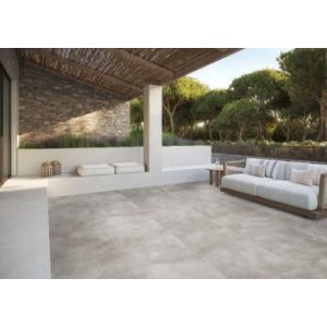 Carrelage sol ext&eacute;rieur en gr&egrave;s c&eacute;rame &eacute;maill&eacute; effet b&eacute;ton gris l.60 x L.60 x &eacute;p.0.95 cm Rohe
