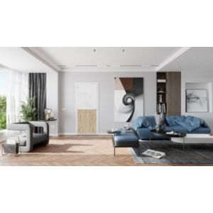 Bloc Porte Atelier H. 204 X 83 X 3 cm cadre en aluminium blanc et verre Depoli blanc ch&ecirc;ne terra Droit