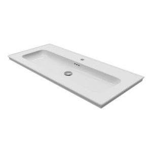 Plan vasque simple blanc en c&eacute;ramique l.100 cm, GoodHome Endell