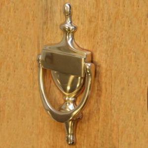 Heurtoir de porte extérieur GoodHome Tudy effet laiton doré H.180 mm x l.97 mm