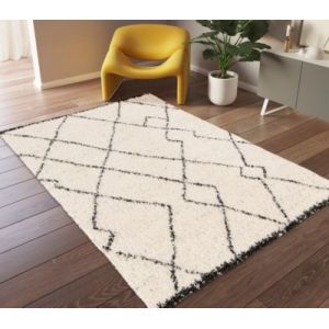 Tapis d’intérieur décoratif style berbère noir et blanc 230x160 cm Balta