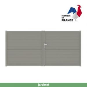 Portail Jardimat battant aluminium Perth gris quartz - 400 x h.166 cm